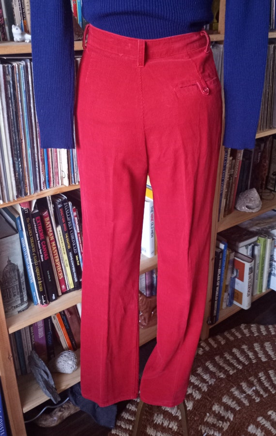 Vintage 1970s/80s Red Corduroy High Waisted Pants… - image 5