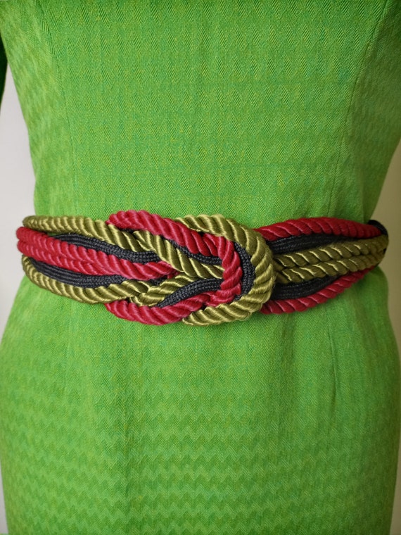 Vintage Braided Art Belt by Leather Shop - image 1