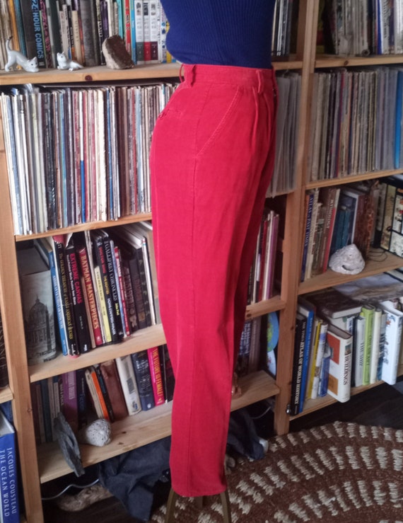 Vintage 1970s/80s Red Corduroy High Waisted Pants… - image 6