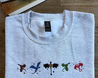 Embroidered Dragon Sweatshirt: Fourth Wing Bookish Fantasy Apparel