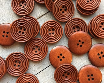 6 x 23mm Brown Marbled Round Plastic Buttons BVJ105