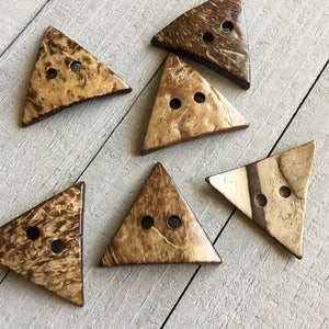 Large Triangle Coconut Wood Buttons - 3 Buttons -  1.5" - 40mm for Sewing Crafts Scrapbooks Knitting Crochet Sweaters (B125)