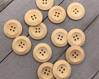 Unfinished Wood Buttons - 5 pieces 1" diameter (B200)