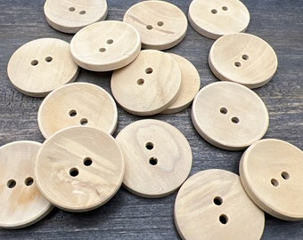 Unfinished Wood Buttons - 5 pieces 1" diameter (B205)