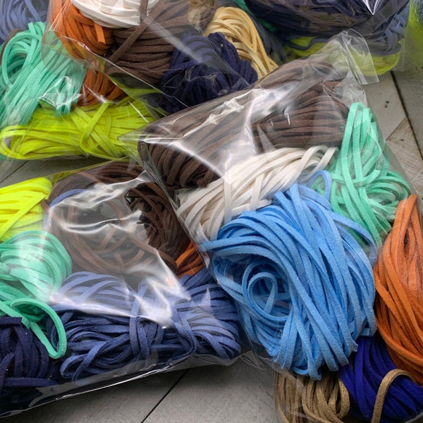 Faux Suede Leather Cord Grab Bag - Odds and Ends - 3oz bag of random colors and lengths.