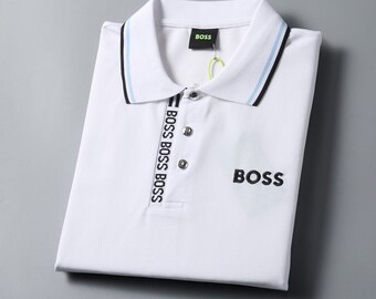 BOSS Hugo Mens Black  White Polo Shirt with Embroidered Logo - Sizes M-3XL