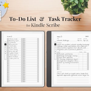 To-Do & Task Tracker for Kindle Scribe, to-do list with 50 to-dos with notes, task tracker with 50 tasks with 10 subtasks per task, bundle