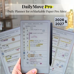 Daily Planner Pro für reMarkable Paper Pro Move, 2026, 2027, DailyMove Pro, Jahr, Quartal, Monat, Woche, Tag, Sonntag-Montag, Links-Rechts