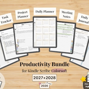 Templates for Kindle Scribe Colorsoft, 2026, 2027, 2028, Planner, Journal, Meeting, Project, 6x Notebook, To-Do, Task, Productivity Bundle