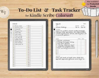 To-Do & Task Tracker for Kindle Scribe Colorsoft, to-do list with 50 to-dos with notes, task tracker with 50 tasks with 10 subtasks per task
