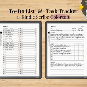 To-Do & Task Tracker for Kindle Scribe Colorsoft, to-do list with 50 to-dos with notes, task tracker with 50 tasks with 10 subtasks per task