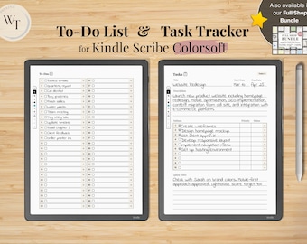 To-Do & Task Tracker for Kindle Scribe Colorsoft, to-do list with 50 to-dos with notes, task tracker with 50 tasks with 10 subtasks per task