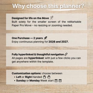 Premium Daily Planner for reMarkable Paper Pro Move, 2026, 2027, DailyMove Pro, Year Quarter Month Week Day, Sunday-Monday, Left-Right image 5