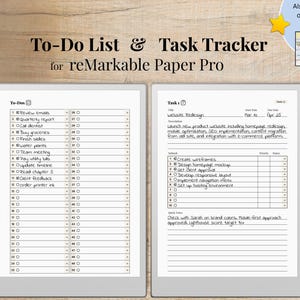 To-Do & Task Tracker for reMarkable Paper Pro, to-do list with 50 to-dos with notes, task tracker with 50 tasks with 10 subtasks per task