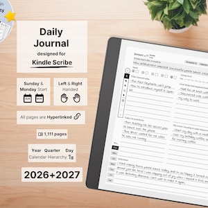 Kindle Scribe用日記帳 - 2026年、2027年、年間四半期日、感謝日記、マインドフルネス、日曜・月曜、左利き・右利き、ミニマリスト