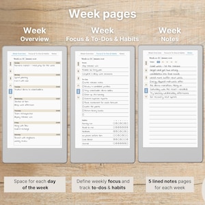 Premium Daily Planner for reMarkable Paper Pro Move, 2026, 2027, DailyMove Pro, Year Quarter Month Week Day, Sunday-Monday, Left-Right image 9