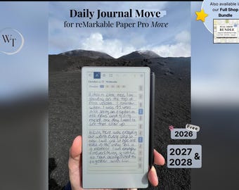 Daily Journal for reMarkable Paper Pro Move, 2026, 2027, 2028, Gratitude, Reflection, Mindfulness, Notebook, Sunday-Monday Start, Left-Right