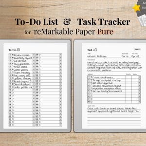 Att-göra- och uppgiftsspårare för reMarkable Paper Pure, att-göra-lista med 50 att-göra-uppgifter med anteckningar, uppgiftsspårare med 50 uppgifter med 10 deluppgifter per uppgift