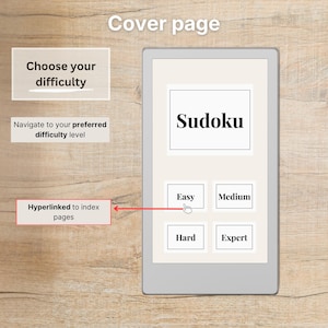 Sudoku Move for reMarkable Paper Pro Move, 600 Puzzles + Solutions on the Go, Puzzle Book, Mind Game, fully hyperlinked image 3