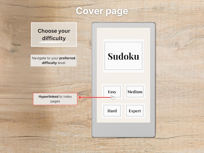 Sudoku Move for reMarkable Paper Pro Move, 600 Puzzles + Solutions on the Go, Puzzle Book, Mind Game, fully hyperlinked image 3