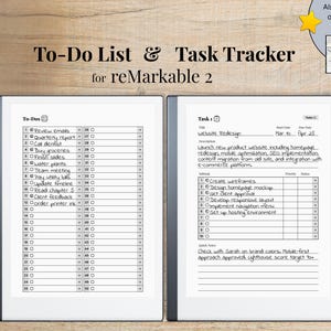 Lista zadań i zadań do wykonania dla reMarkable 2, lista zadań z 50 zadaniami i notatkami, lista zadań do wykonania z 50 zadaniami i 10 podzadaniami na zadanie, pakiet