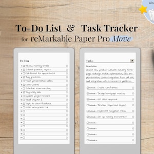 To-Do & Aufgaben für reMarkable Paper Pro Move, To-Do-Liste mit 20 ToDos mit Notizen, Aufgabentracker mit 20 Aufgaben mit 10 Unteraufgaben pro Aufgabe