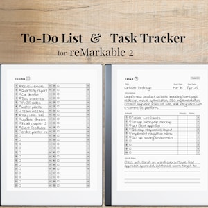 To-Do & Task Tracker for reMarkable 2, to-do list with 50 to-dos with notes, task tracker with 50 tasks with 10 subtasks per task, bundle