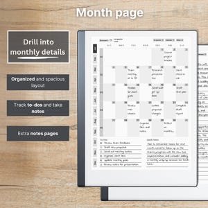 Planificador diario premium para reMarkable 2 — 2026, 2027, calendario y cuaderno, Año completo, Trimestre, Mes, Semana, Día, Domingo-Lunes, Izquierda-Derecha imagen 6