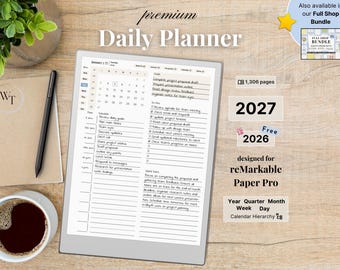 Minimalist Planner for reMarkable Paper Pro 2026, 2027 (Digital Download)