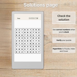 Sudoku Move for reMarkable Paper Pro Move, 600 Puzzles + Solutions on the Go, Puzzle Book, Mind Game, fully hyperlinked image 6