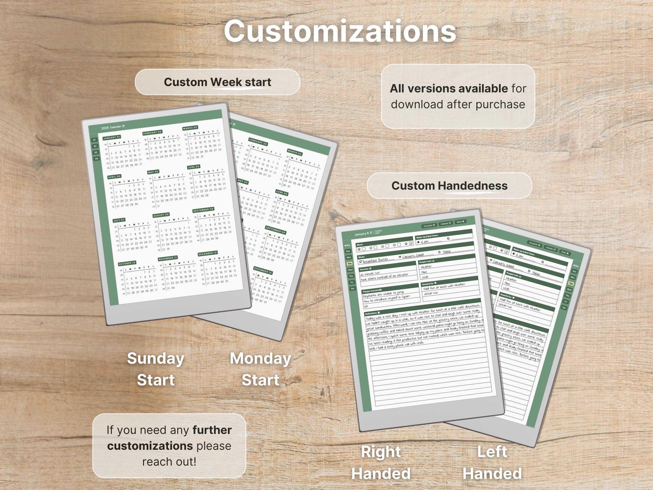 Daily Reflections for Remarkable Paper Pro, 2026, 2027, Green ...