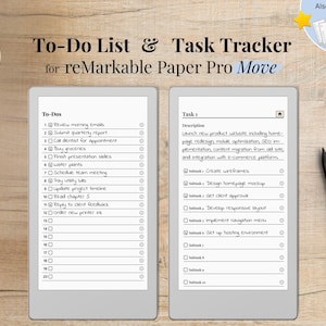 Lista de Tarefas e Afazeres para reMarkable Paper Pro Move, lista de tarefas com 20 itens e anotações, rastreador de tarefas com 20 tarefas e 10 subtarefas por tarefa.