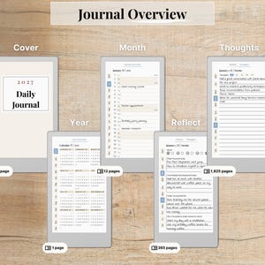 Daily Journal for reMarkable Paper Pro Move, 2026, 2027, 2028, Gratitude, Reflection, Mindfulness, Notebook, Sunday-Monday Start, Left-Right image 2