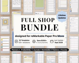 Lifetime Full Shop Bundle for reMarkable Paper Pro Move - Planners, Productivity, Journals, Notebooks, Trackers, Puzzles, Full Access