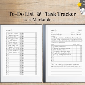 To-Do & Task Tracker for reMarkable 2, to-do list with 50 to-dos with notes, task tracker with 50 tasks with 10 subtasks per task, bundle