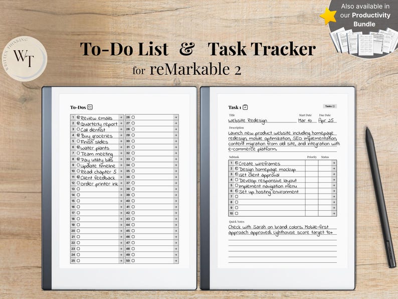 To-do & Task Tracker for Remarkable 2, To-do List With 50 To-dos With ...