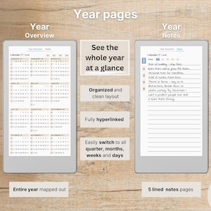 Premium Daily Planner for reMarkable Paper Pro Move, 2026, 2027, DailyMove Pro, Year Quarter Month Week Day, Sunday-Monday, Left-Right image 6