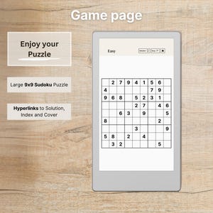 Sudoku Move for reMarkable Paper Pro Move, 600 Puzzles + Solutions on the Go, Puzzle Book, Mind Game, fully hyperlinked image 5