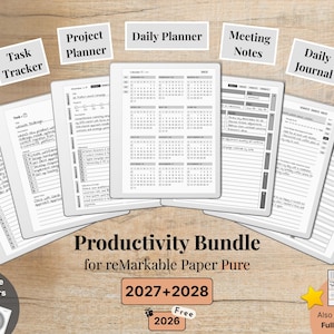Templates for reMarkable Paper Pure, 2026, 2027, 2028, Planner, Journal, Meeting, Project, Notebook, To-Do, Task, Productivity Bundle