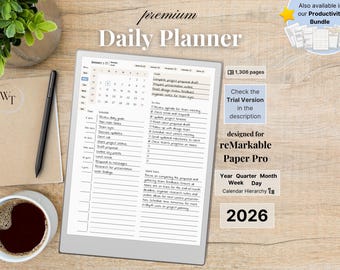 Minimalist Planner for reMarkable Paper Pro 2026 (Digital Download)