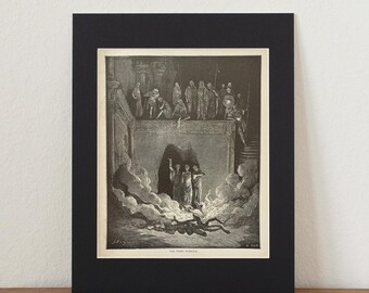 1800s GUSTAVE DORE SIGNED Woodcut 