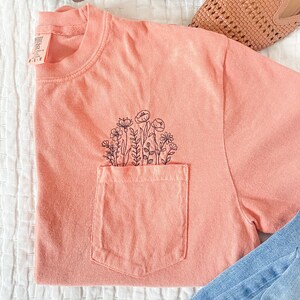 Comfort Colors Embroidered Pocket T-shirt Terracotta