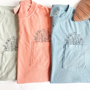 Comfort Colors Embroidered Pocket T-shirt 画像 1