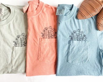 Comfort Colors Embroidered Pocket T-shirt