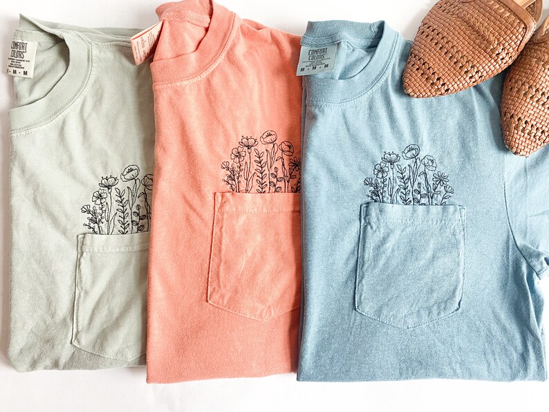 Comfort Colors Embroidered Pocket T-shirt 画像 1