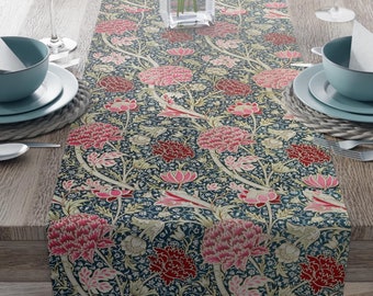 New Authentic William Morris Pattern Cray Design Table Runner Classic Retro Elegant Summer Table Runner for Kitchen Dining Office Desk