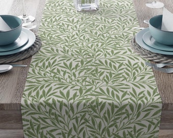 New Authentic William Morris Pattern Willow Design Table Runner Classic Retro Elegant Summer Table Runner for Kitchen Dining Office Desk