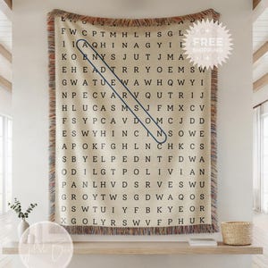 Custom Word Search Family Last Name Gift for Grandma Personalized Baby Name Unique Puzzle Blanket Game Room Decor Custom Word Search Lover