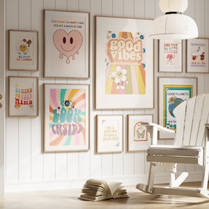 Galería de arte digital de pared de moda, juego de 10 (¡más 2 carteles adicionales!) Descarga digital de inspiración motivacional Arte de pared feliz Dormitorio