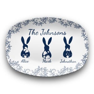 Personalized Easter Platter: Custom Bunny Serving Tray, Grandma&#39;s Garden